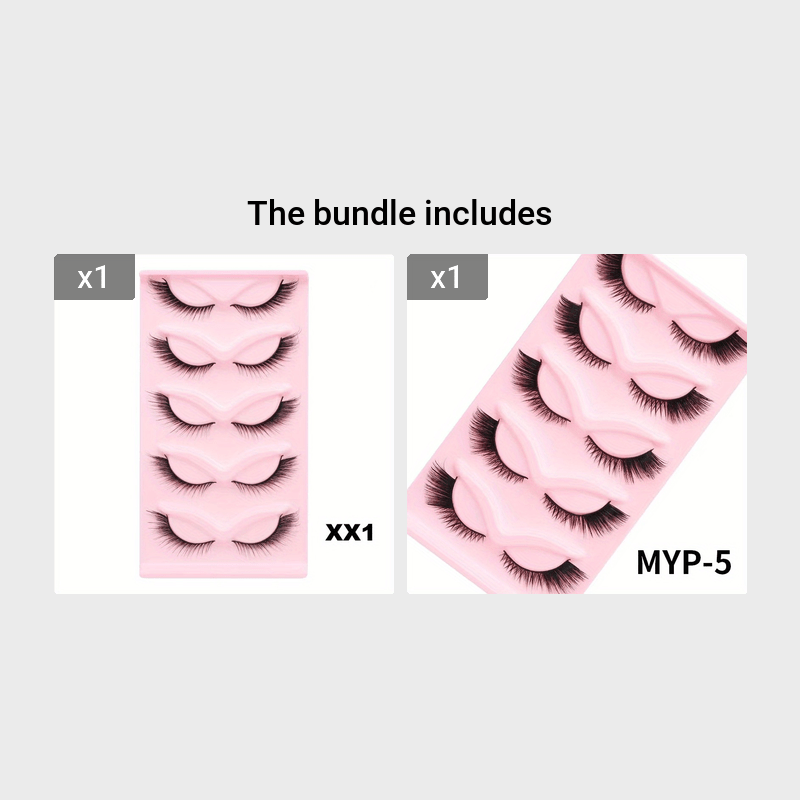 5 Pairs Cat Eye False Eyelashes Winged Natural Look Fluffy Makeup