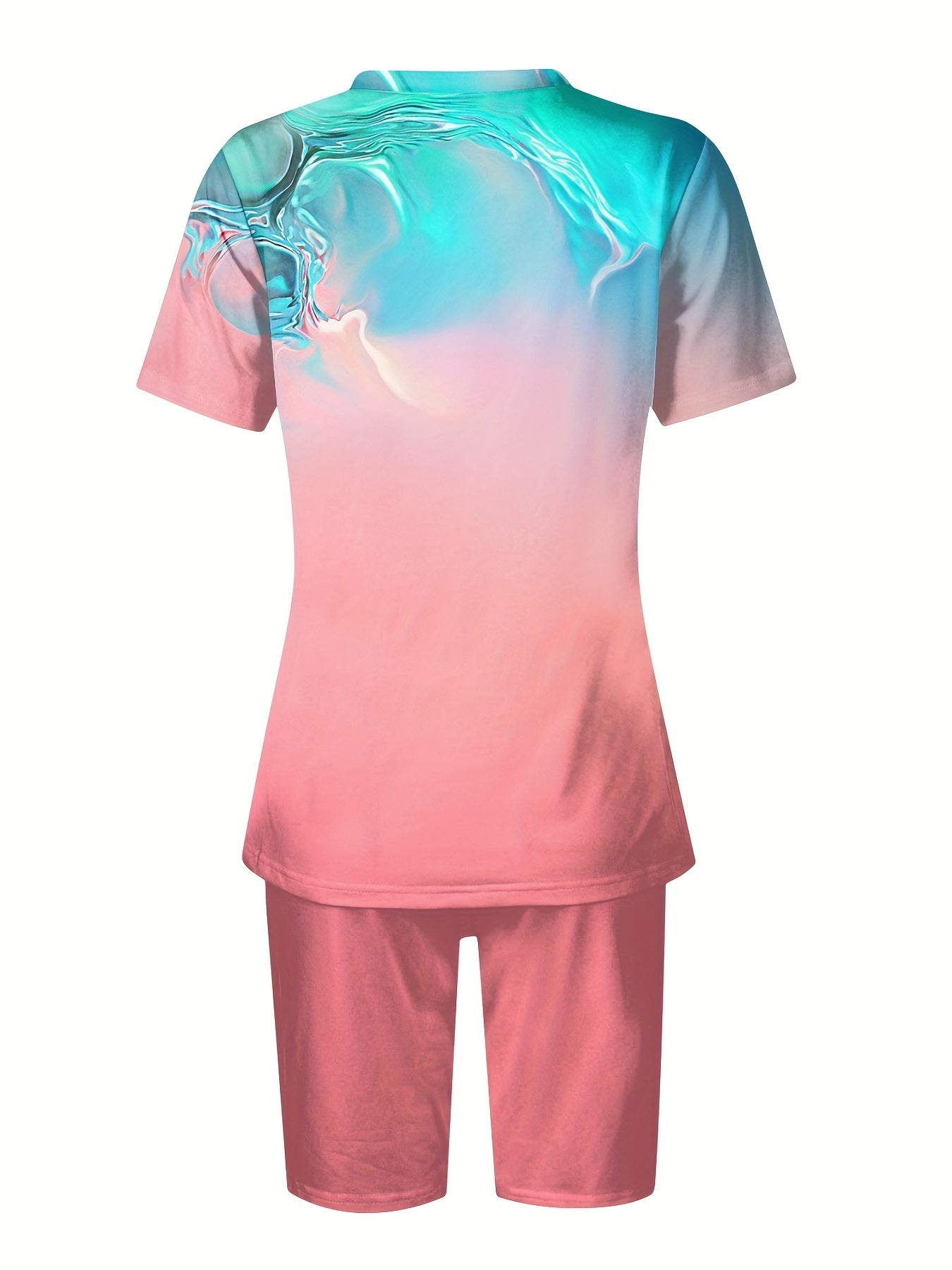 Spring & Summer 2pc Set V Neck Tee & Slim Shorts Outfit