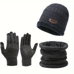 Winter Knitted Hat Scarf Gloves Set with Neck Gaiter for Men Women