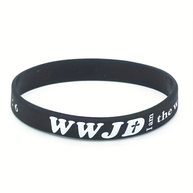 Christian WWJD Bible Verse Rubber Bracelet Silicone Wristband