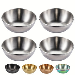 4Pcs Stainless Steel Sauce Dishes Condiment Cups Seasoning Dip Bowl