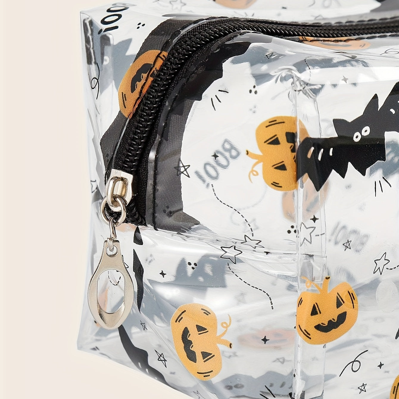 Halloween Pumpkin & Bat Print Cosmetic Bag