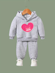 OERYUI Kids 2pcs Activewear Set Heart Graphic Hoodies Pants Spring Fall