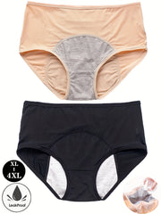 2 Pack Plus Size Period Underwear Women's Plus Eyelet Leakproof High Rise