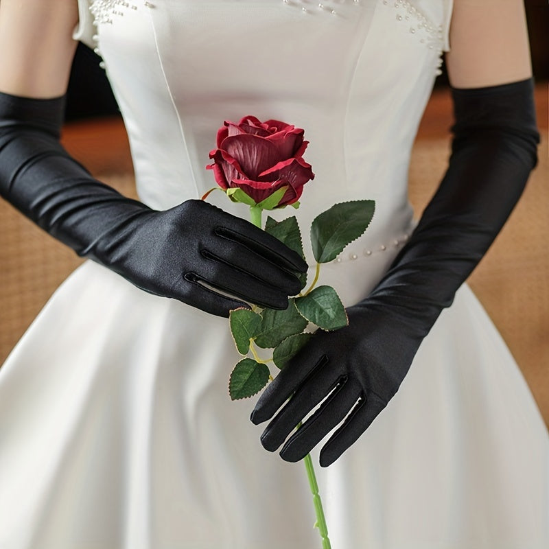 Satin Long Gloves for Prom Party Vintage Women