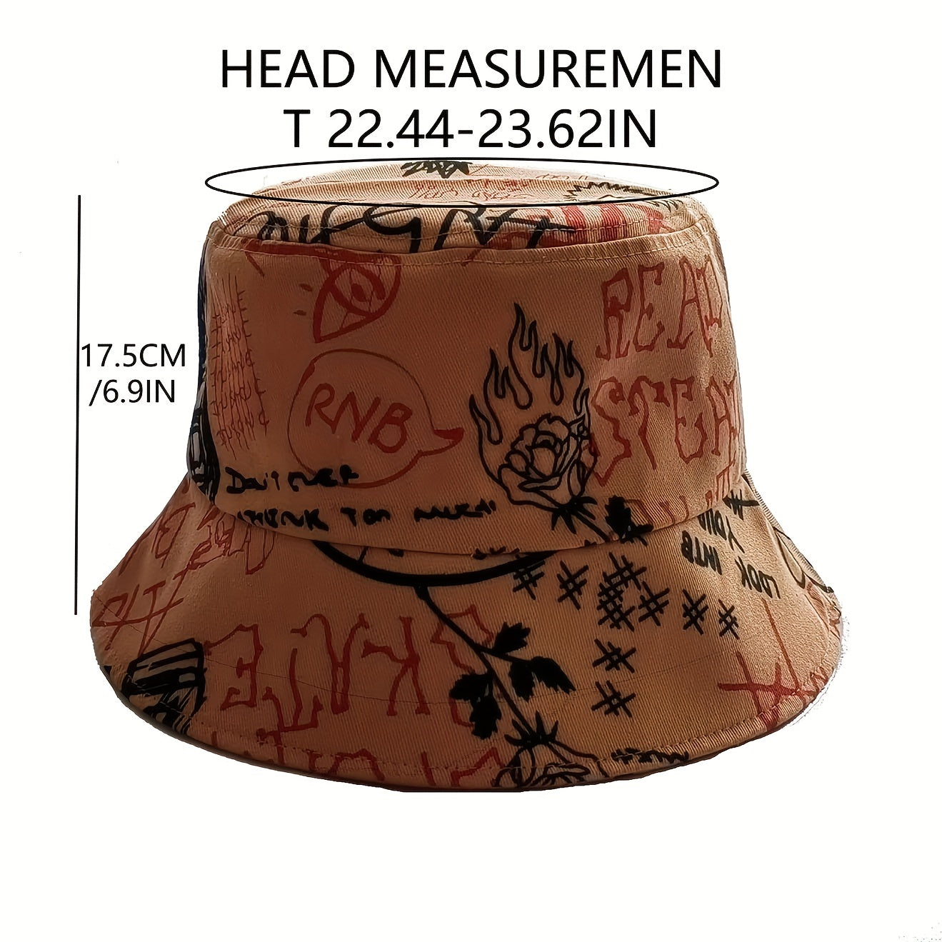 Letter Graffiti Bucket Hat Large Brim Sun Hat Men Women Outdoor Casual