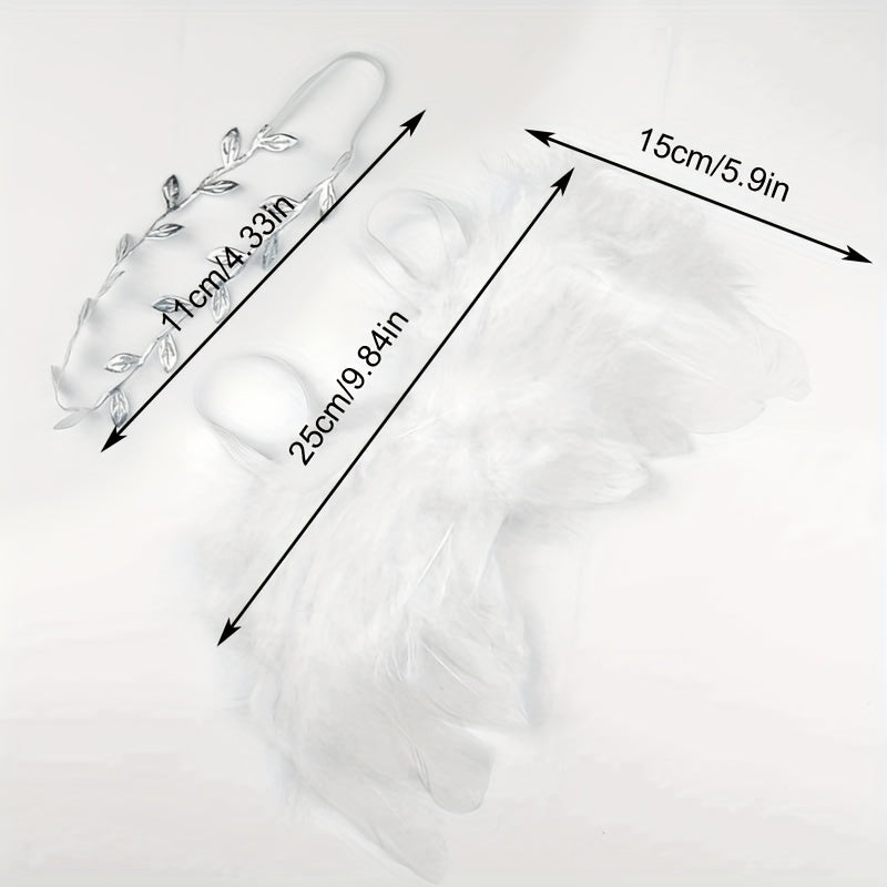 2pcs Feather & Leaf Hairband Set for Newborn Photoshoots