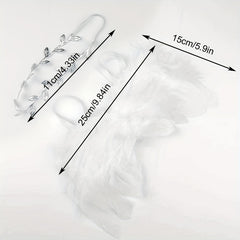 2pcs Feather & Leaf Hairband Set for Newborn Photoshoots