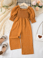 Toddler Girls Polka Dot Graphic Rompers Wide Leg Jumpsuits