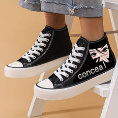 Anime Girl Pattern Lightweight High Top Canvas Sneakers