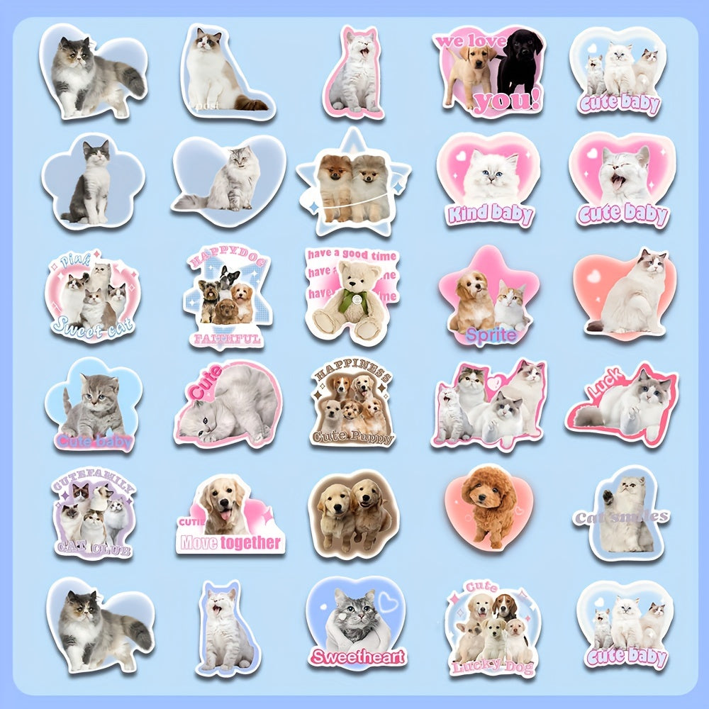 48pcs Cat & Dog Stickers Pack for Kids Laptop Luggage Notebook Bike