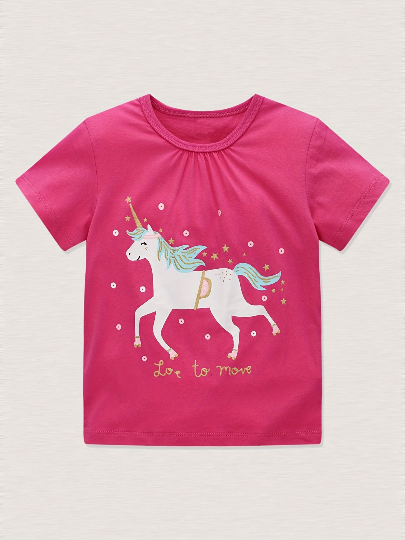 Cartoon Pony Print Girls T Shirt Summer Top for Kids