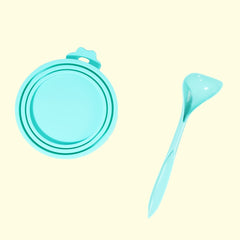 2pcs Pet Food Tin Lids Sealed Cover Spoon Silicone Random Colors
