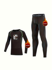 2pcs Toddler Fleece Thermal Compression Sets PLAY Print Shirt & Pants