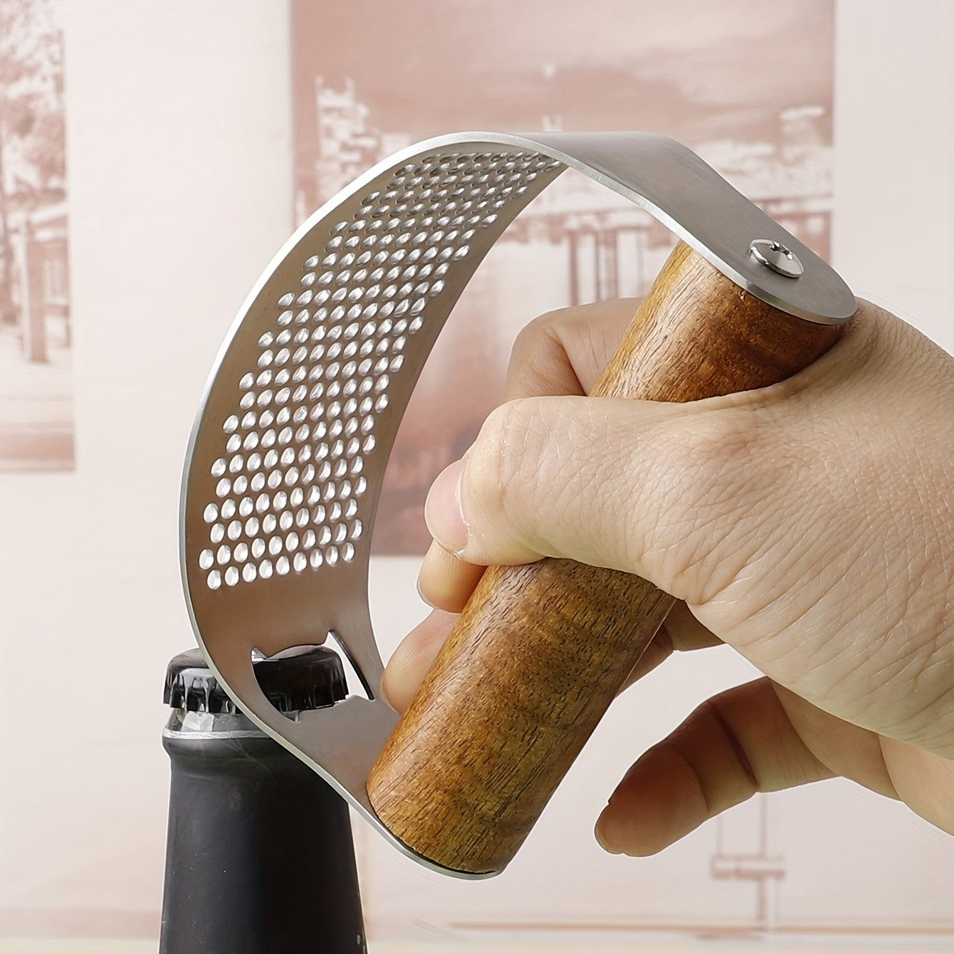 Stainless Steel Garlic Press Rocker Metal Garlic Mincer Kitchen Utensil