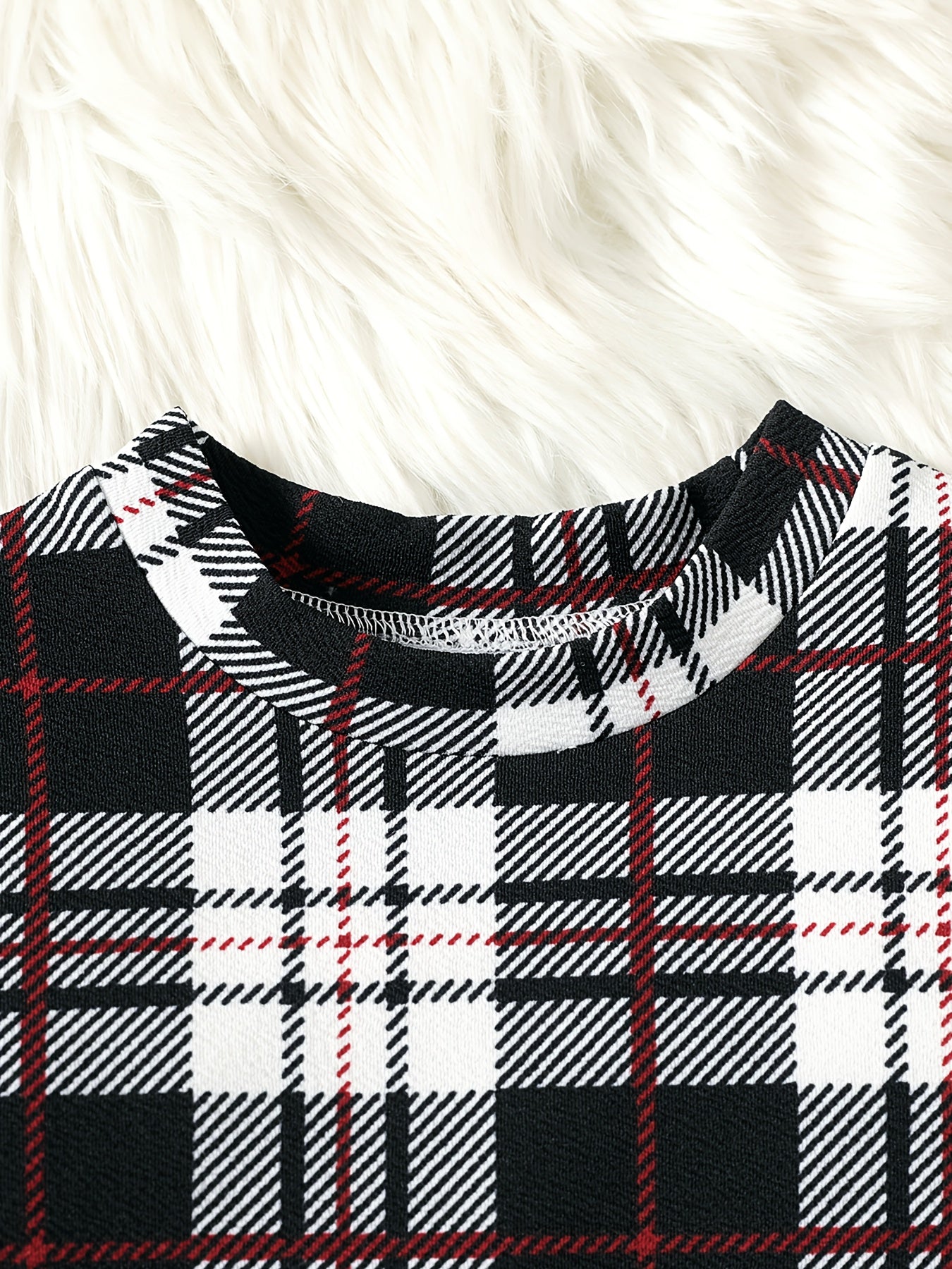 Kid Girls' Plaid Stand Collar Dress For Party Going Out