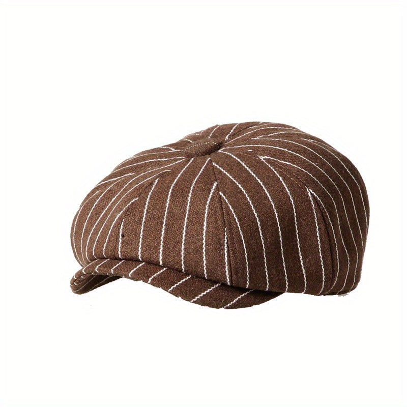 Girls Striped Beret Cap Vintage Classic Holiday Party Gift Accessories