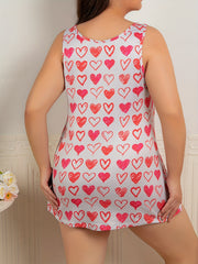 Heart Print Mini Tank Sleep Dress