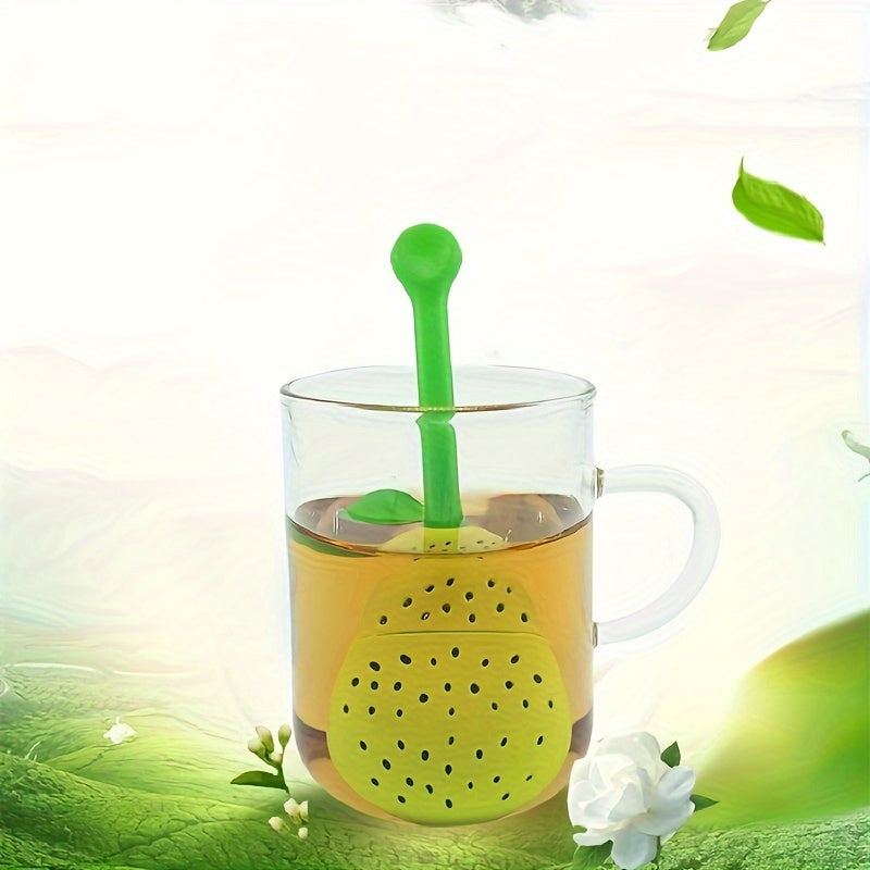 Pear Shaped Long Handle Tea Filter Reusable Silicone Tea Separator