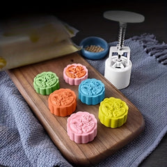 Moon Cake Mold with Stamps DIY Hand Press Cookie Stamps