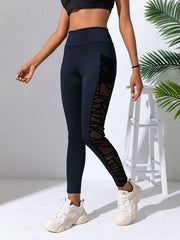 Mesh Stitching Pocket Sports Leggings High Waist Slimming Yoga Fitness Pants