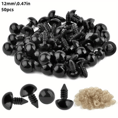 50pcs Eyes & Noses for Soft Toy Animal Dolls Crafting DIY Doll Multiple Sizes