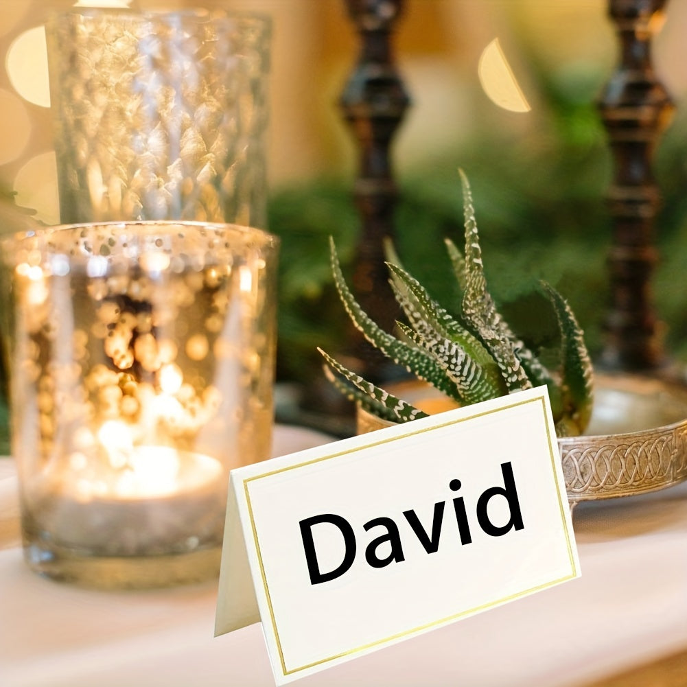 30pcs Small Place Cards with Golden Foil Border for Table Arrangement