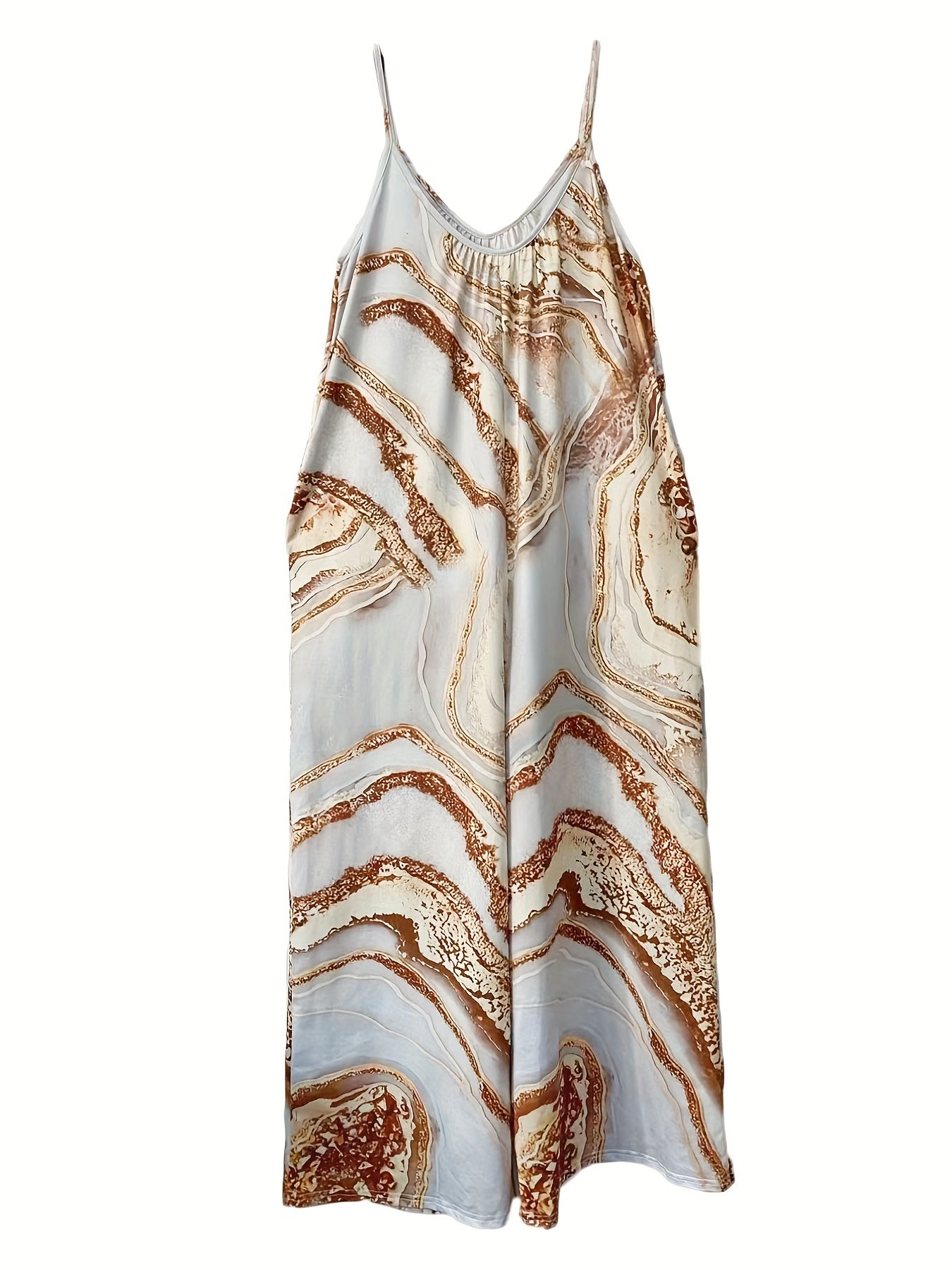 Marble Print Wide Leg Cami Jumpsuit
