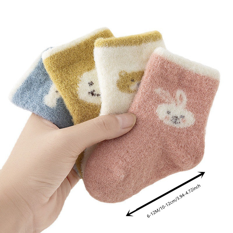 4 Pairs Baby Animal Graphic Non-Slip Floor Socks