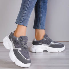 Women's Cozy Fleece Chunky Sneakers Winter Sport Shoes