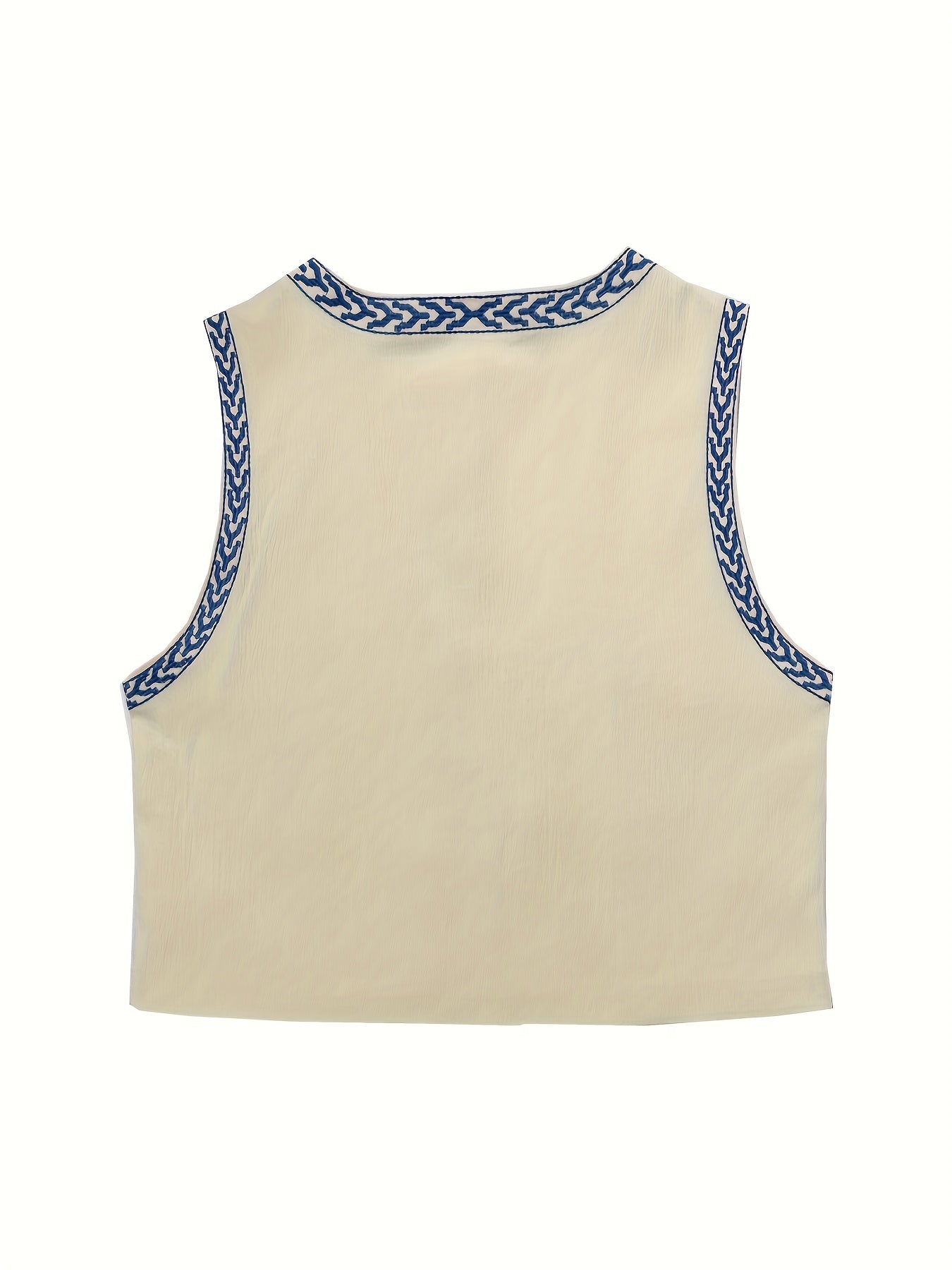 Flower Embroidered Open Front Vest Sleeveless Vest
