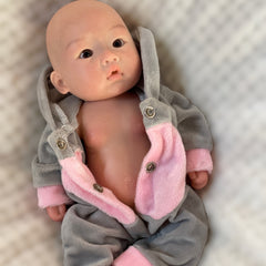 Realistic Newborn Baby Doll Pink Hoodie Soft Silicone Full Body Reborn Doll