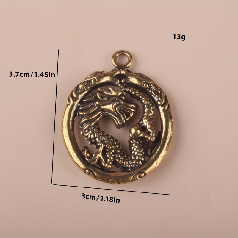 Brass Chinese Dragon Keychain Antique Bag Purse Decoration
