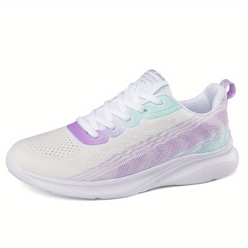 Women's Knitted Running Shoes Lightweight Low Top Sports Lace Up