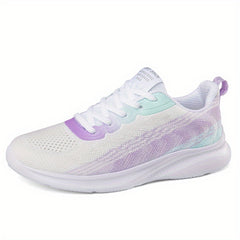 Women's Knitted Running Shoes Lightweight Low Top Sports Lace Up