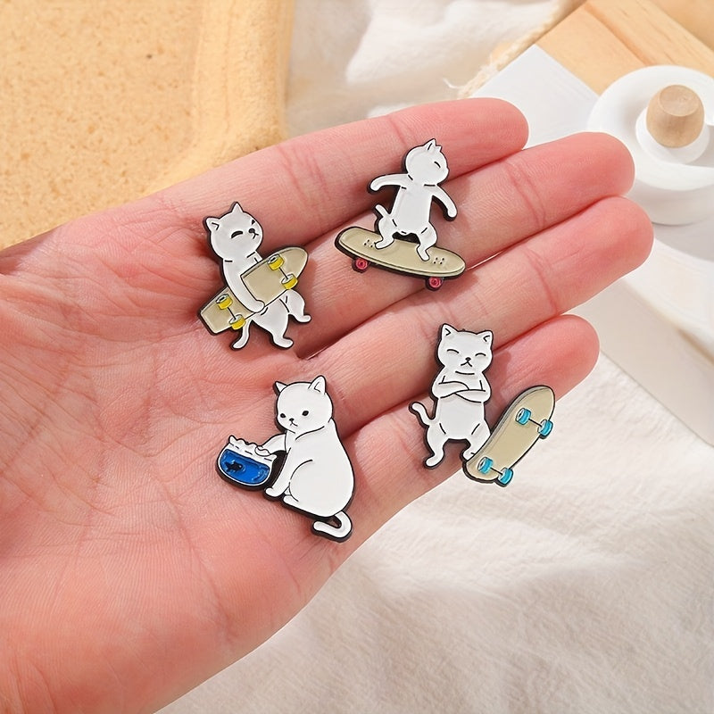 Cartoon Cat Enamel Pin Set - Fun Animal Jewelry for Boys and Girls
