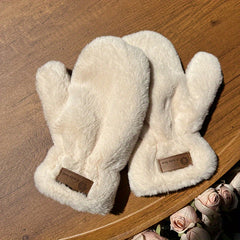 Winter Plush Gloves Girls Outdoor Warm Keeping Gloves