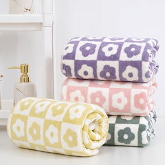 Flower Pattern Bath Towel Coral Fleece Soft Absorbent Towel