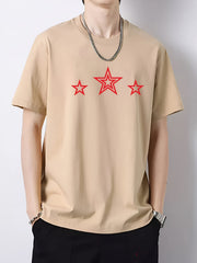 Pentagram Pattern Solid Print Men's Graphic Cotton T-shirt