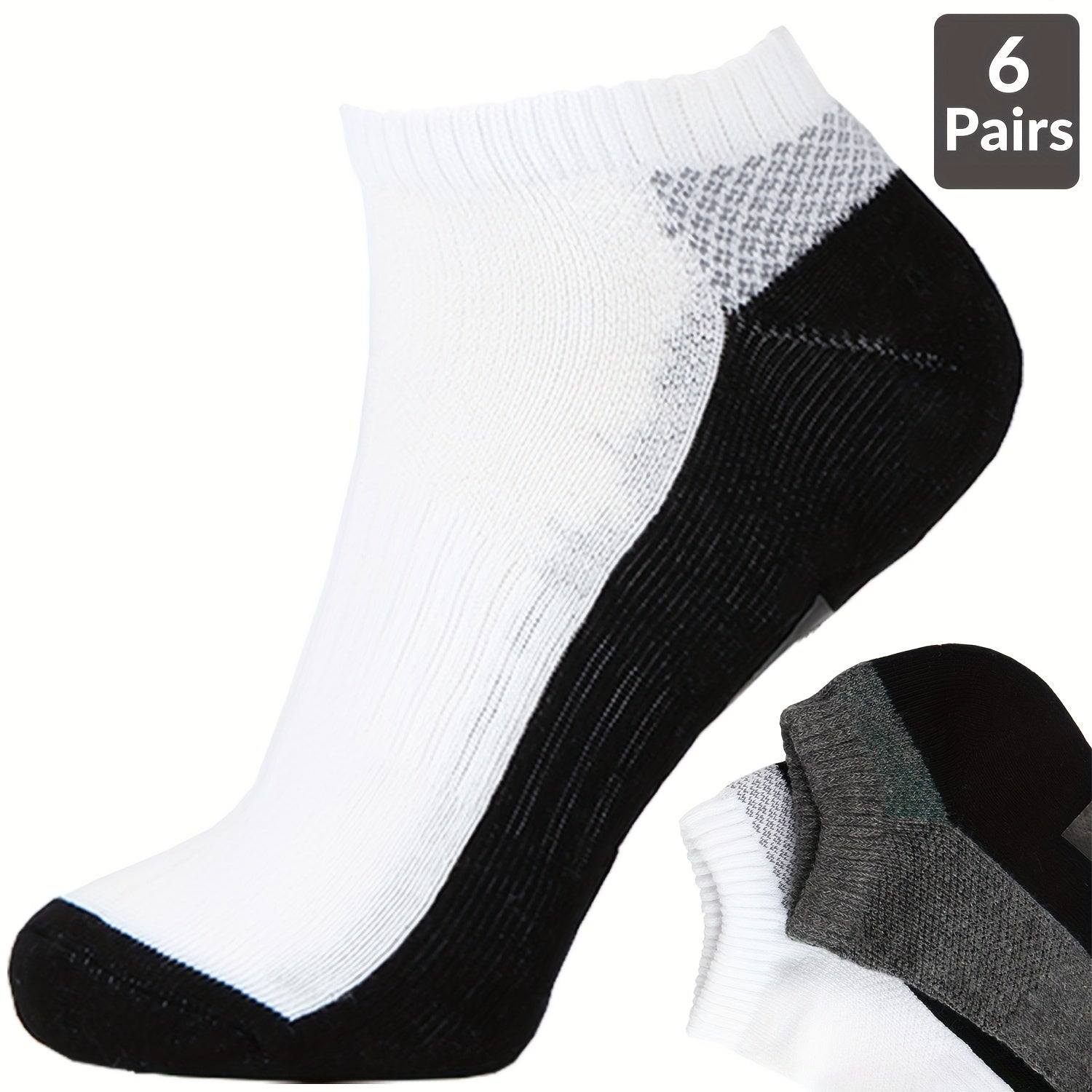 6 Pairs Men's Mid Crew Sport Socks Cotton Blend Breathable Socks