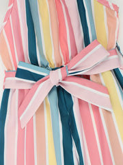 Baby Girls Striped Jumpsuit Overalls With Belt Kids Clothes