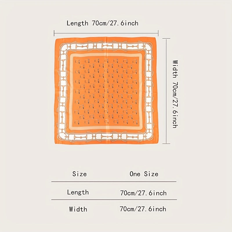 Vintage Chain Print Bandana Silk Square Scarf Shawl Neckerchief