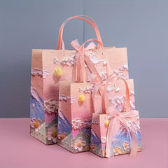 2pcs 3D Pink Gift Bags - Art Painting Style - Women Shopping Part