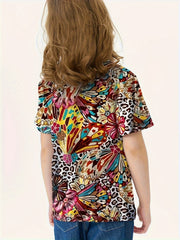 Girls Pattern Short Sleeve T-shirt Summer Sports Clothes