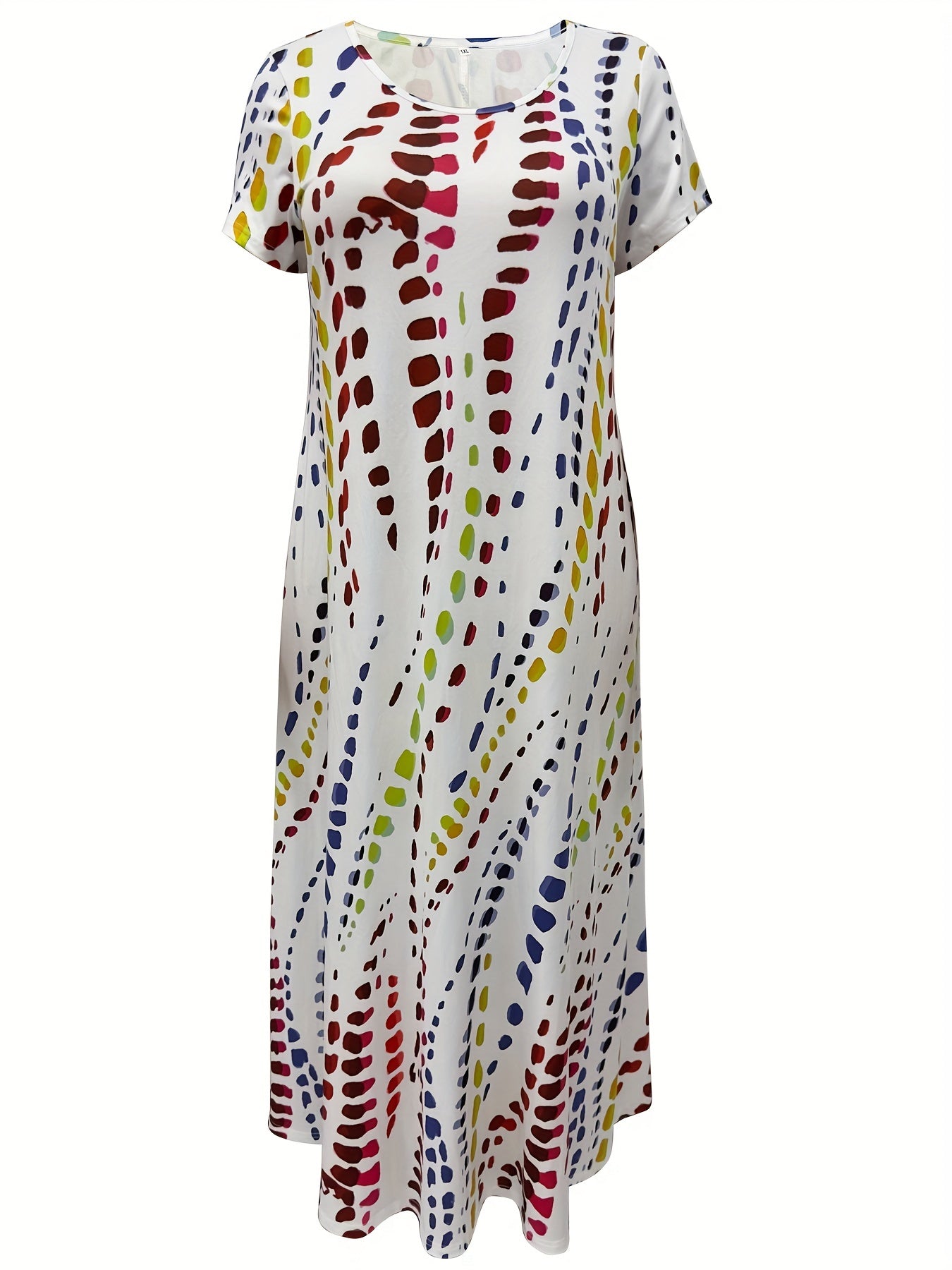Women's Plus Tie Dye Short Sleeve Maxi Dress
