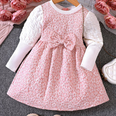 Grace Girls Bowknot Front Bubble Embossed Princess Dress