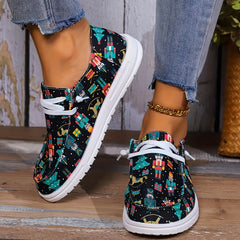 Women's Skateboard Shoes with Nutcracker Christmas Tree Wooden Horse Pattern