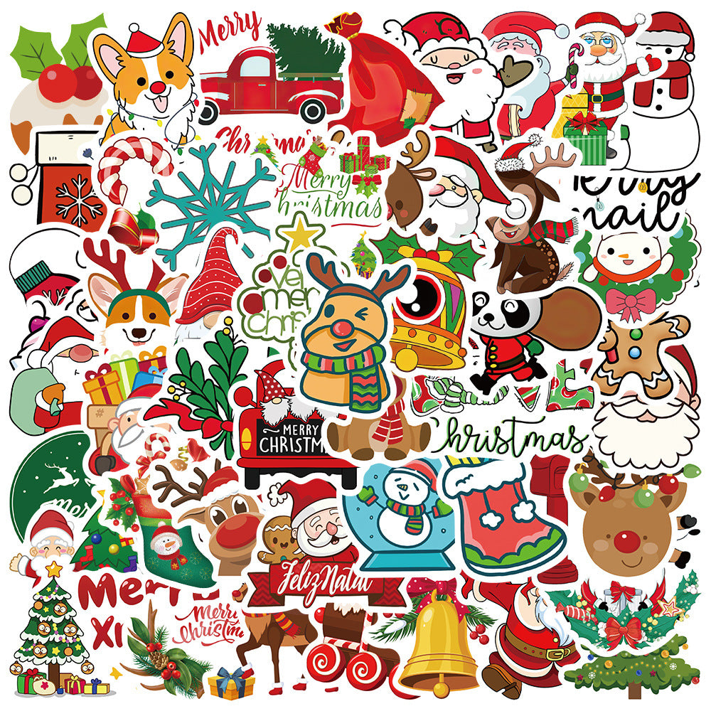 50pcs Merry Christmas Stickers - Holiday Decoration Supplies