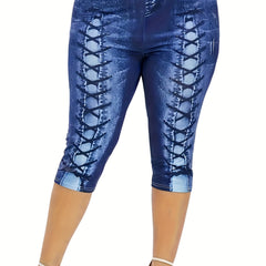 Graphic Print Short Jeggings Casual Slim Leggings Women's Clothing