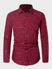 Geometric Print Button Up Shirt Men's Spring Summer Autumn Tops
